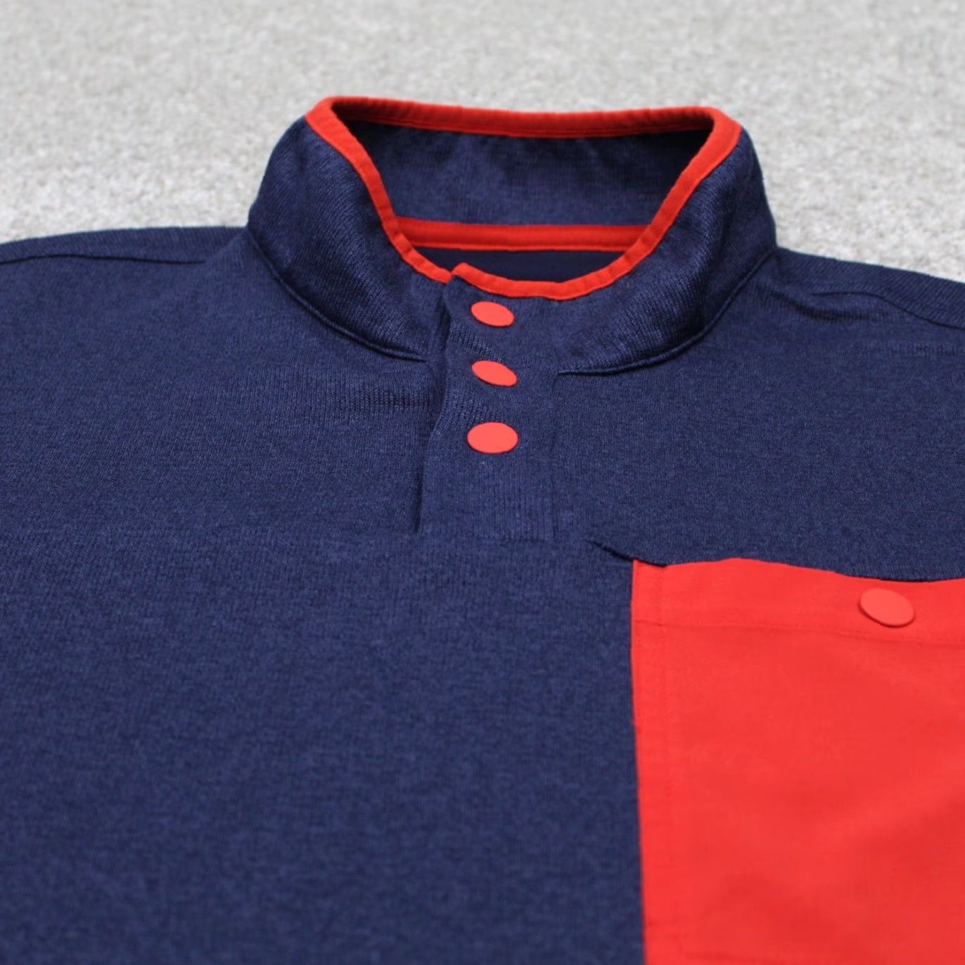 Vintage Duluth Mens Large Blue/Red Snap Sweatshirt Pullover Knit 1/4 Zip Pockets Relaxed Fit L/S Casual/Workwear Size US L / EU 52-54 / 3 - 4 Thumbnail
