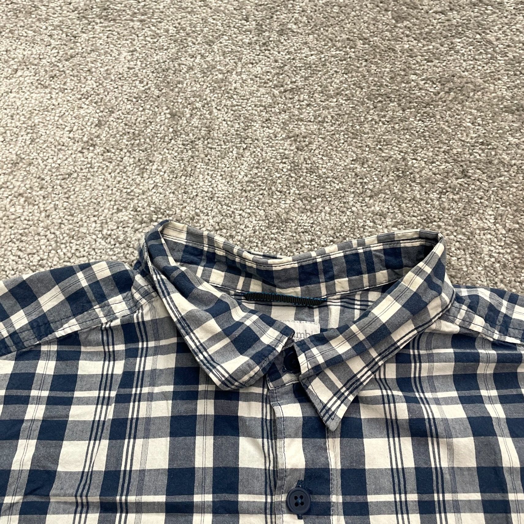 Vintage Columbia Shirt Mens L Blue Plaid Flannel Short Sleeve Button-Down Cotton Top Classic Outdoor Fishing Button Up Size US L / EU 52-54 / 3 - 3 Thumbnail