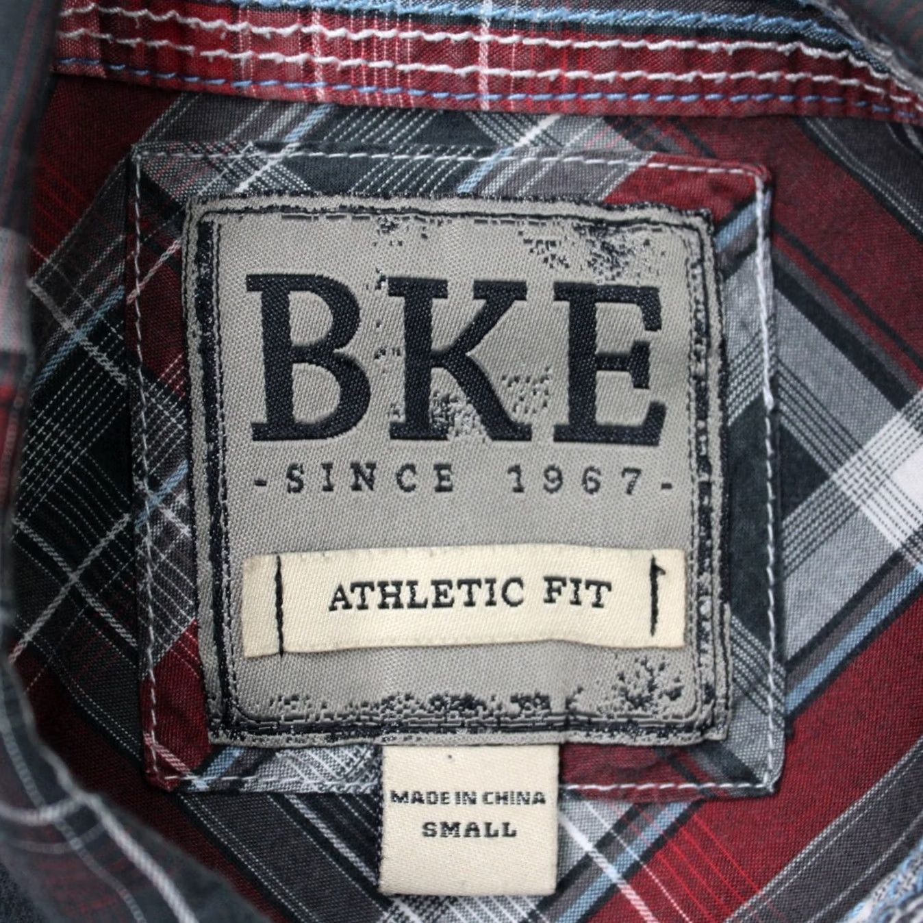 BKE BKE Pearl Snap Shirt Mens Small Red/Black Plaid Athletic Fit Cotton Long Sleeve Size US S / EU 44-46 / 1 - 7 Thumbnail