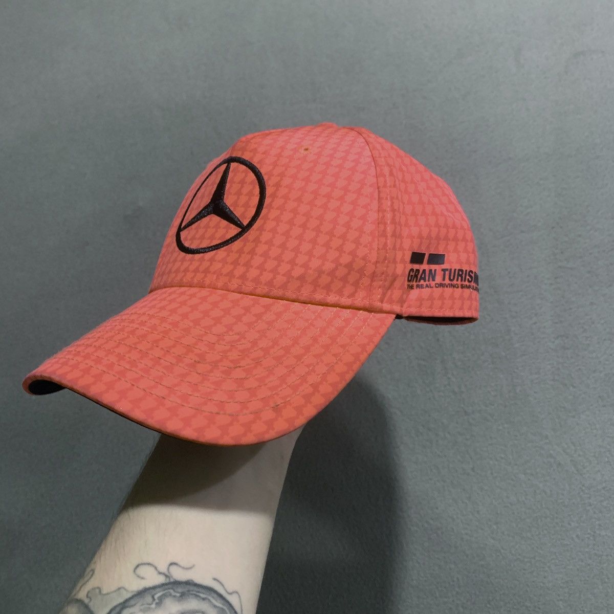Mercedes-Benz Mercedes F1 Mens Cap Lewis Hamilton Pink Houndstooth Hat OS Size ONE SIZE - 2 Thumbnail
