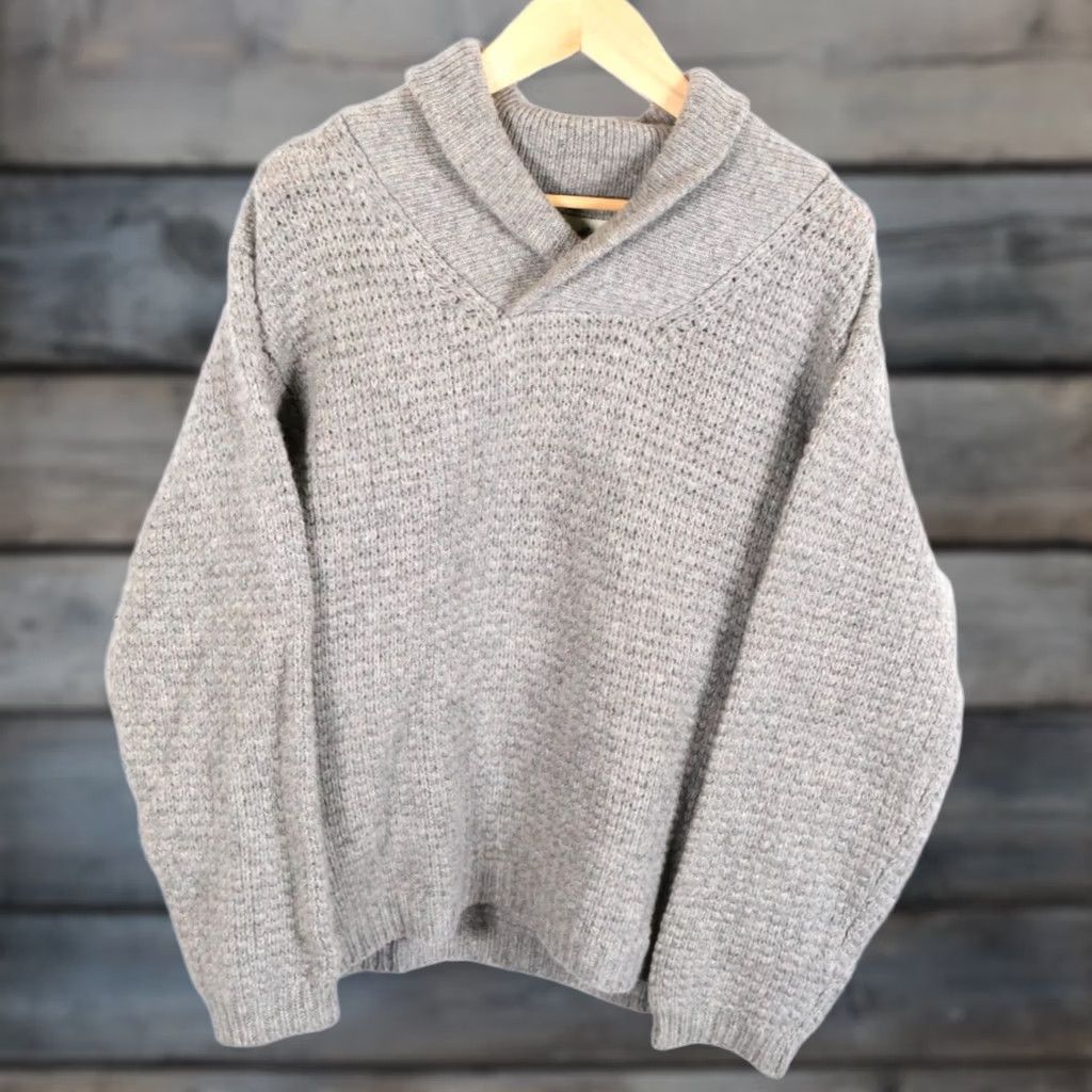 Eddie Bauer Eddie Bauer Wool Sweater Men's Medium Gray Shawl Collar Oversized Knit Pullover Size US M / EU 48-50 / 2 - 1 Thumbnail