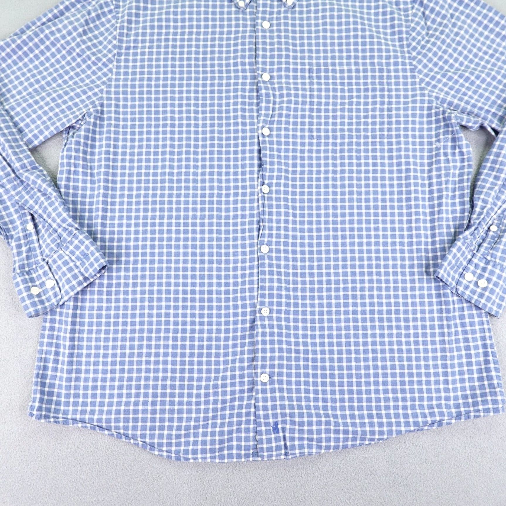 johnnie-O Johnnie O Shirt Mens XL Blue White Plaid Button Up Long Sleeve Surf Lightweight Size US XL / EU 56 / 4 - 3 Thumbnail