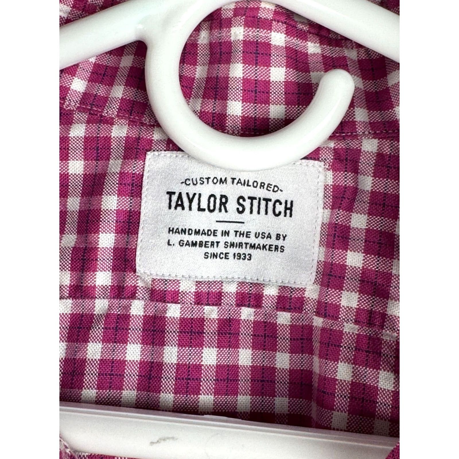 Taylor Stitch Taylor Stitch Flannel Shirt Men's XL Pink White Button-Up Mid Weight Cotton Size US XL / EU 56 / 4 - 5 Thumbnail