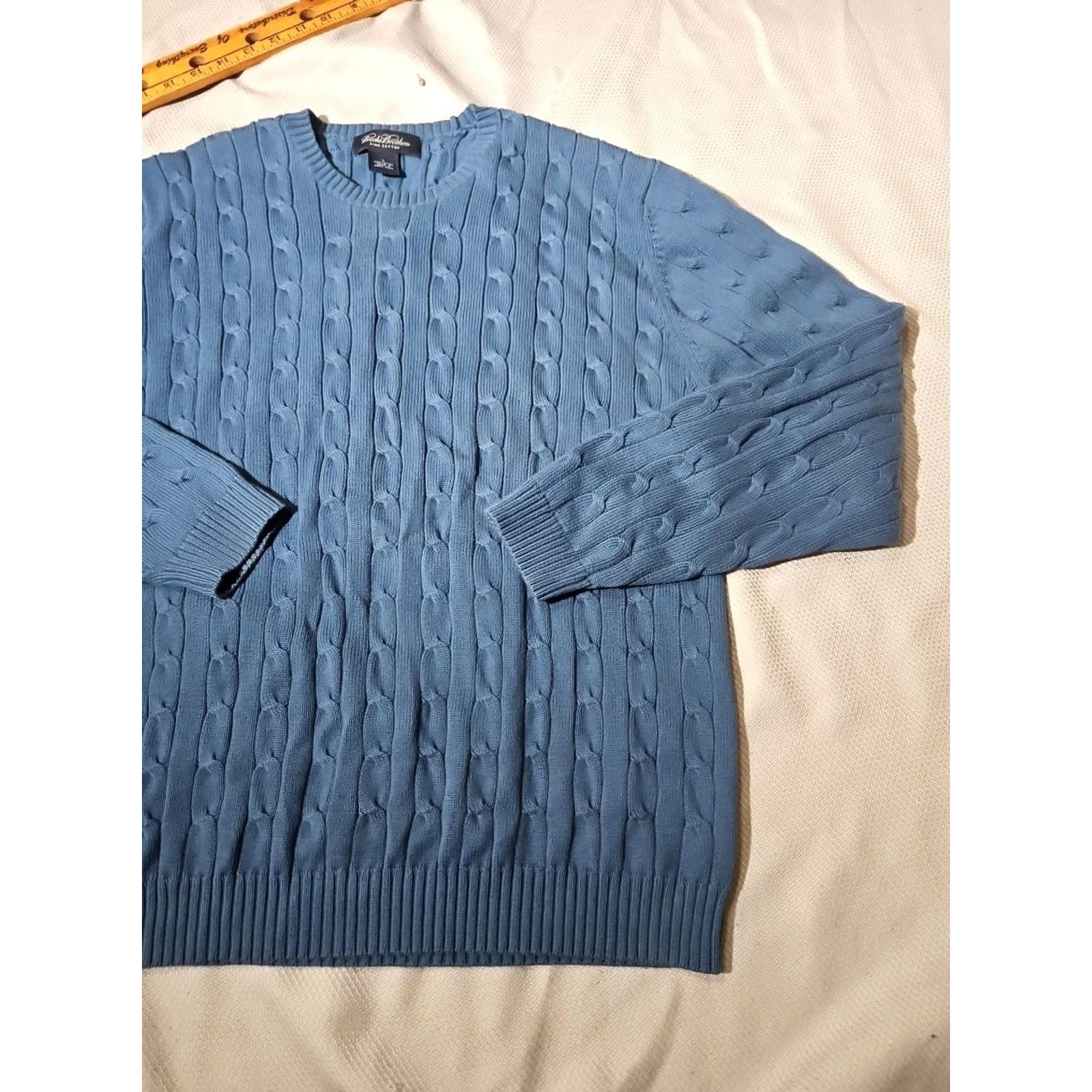 Brooks Brothers VINTAGE Brooks Brothers Sweater Mens L Blue Cable-Knit Fisherman 90s Old Money Size US L / EU 52-54 / 3 - 3 Thumbnail
