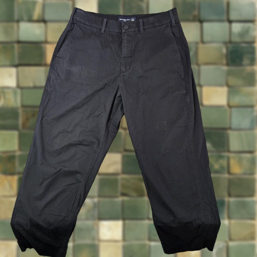 Abercrombie & Fitch Abercrombie & Fitch Pants Mens 31x27 (Tag 31x30) Black Loose Chino Stretch Twill Size US 31 - 1 Thumbnail