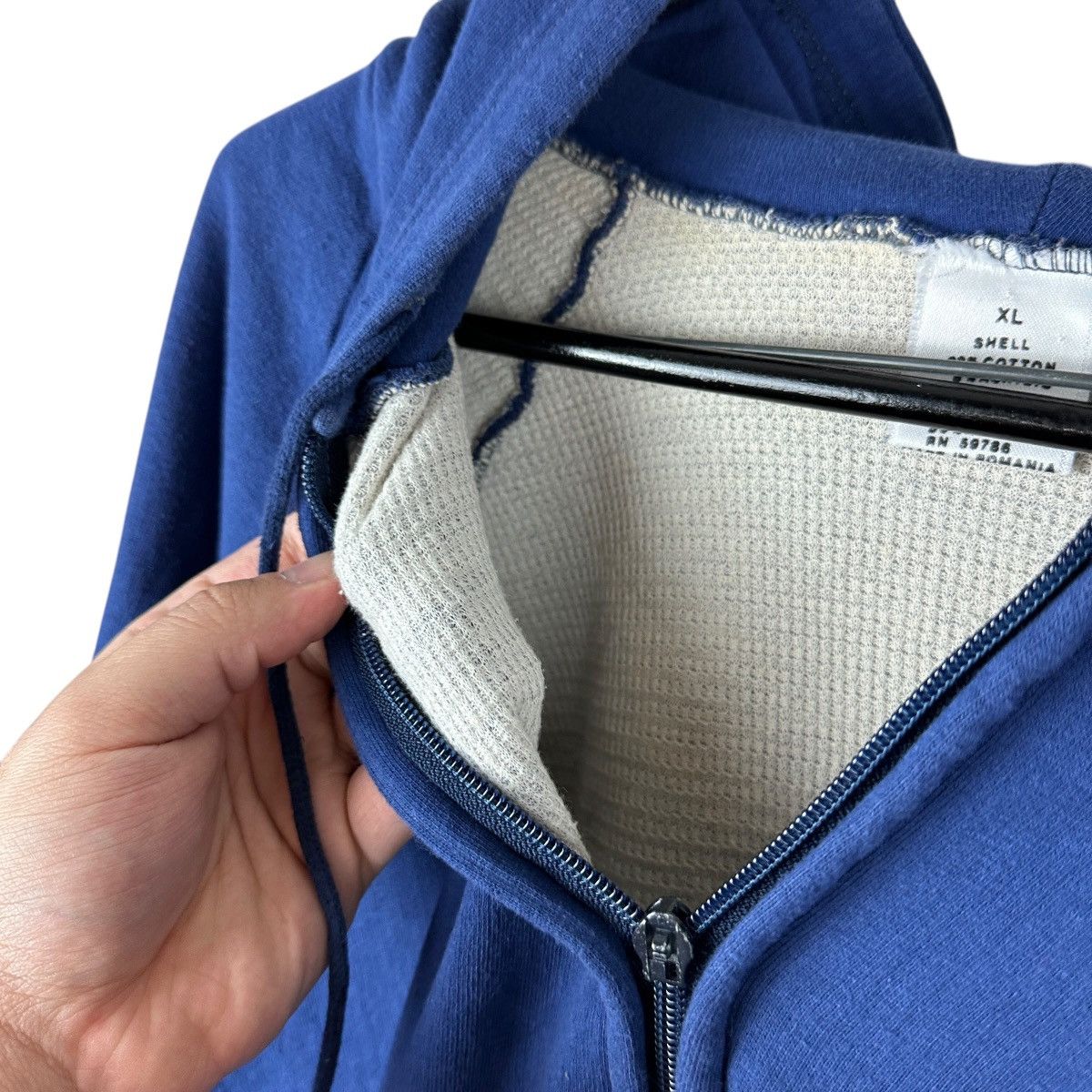 Vintage Vintage 90s Blue Thermal Lined Full Zip Hoodie Size US XL / EU 56 / 4 - 7 Thumbnail