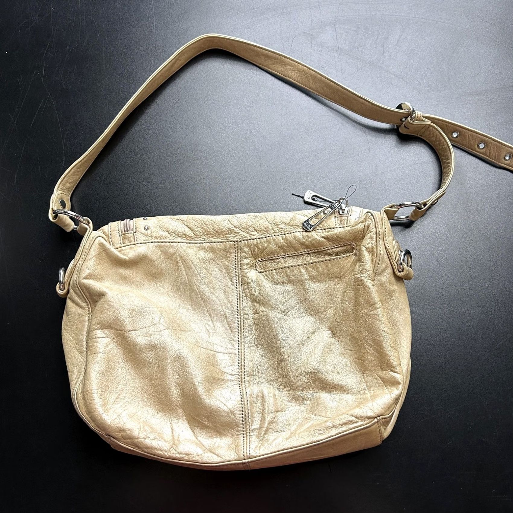 Vintage Stone Mountain Hobo Bag Womens Medium Gold Leather Studded Zip Shoulder Purse Size ONE SIZE - 3 Thumbnail