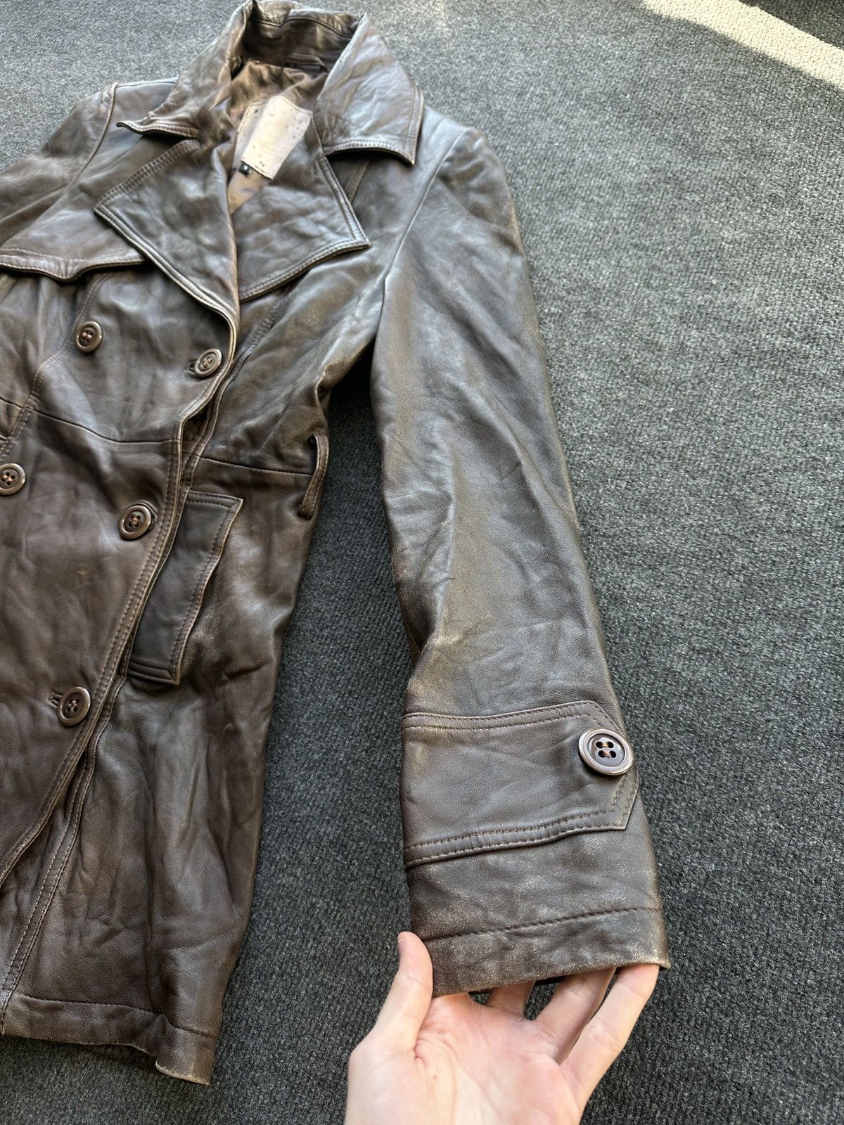 Other LEATHER TRENCH COAT 🚨 DARK BROWN LUXURY WOMEN SIZE S BUTTON Size S / US 4 / IT 40 - 8 Thumbnail