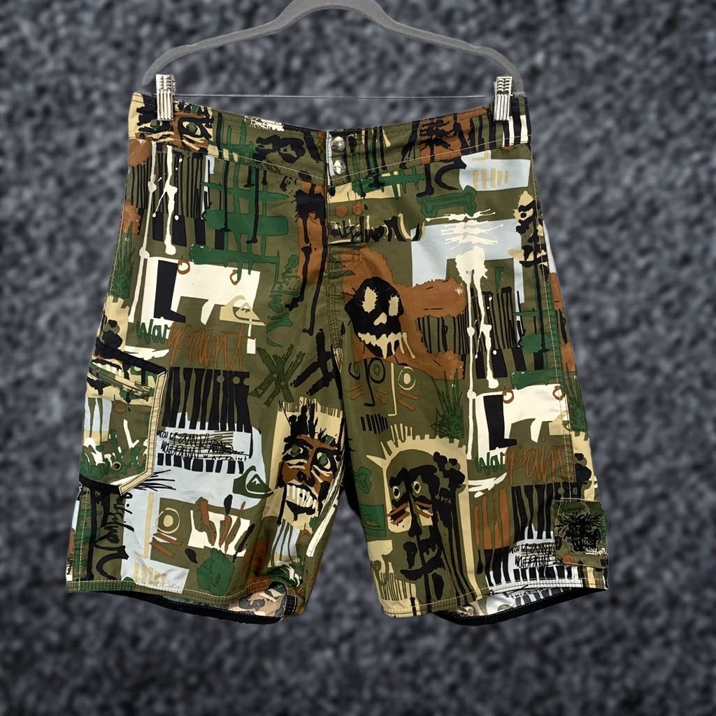 Quiksilver VTG Quiksilver Tribal War Paint Boardshorts Mens Swim Bottoms 36 Multicolor Reggae Surf Tiki AOP Pattern Size US 36 / EU 52 - 1 Thumbnail
