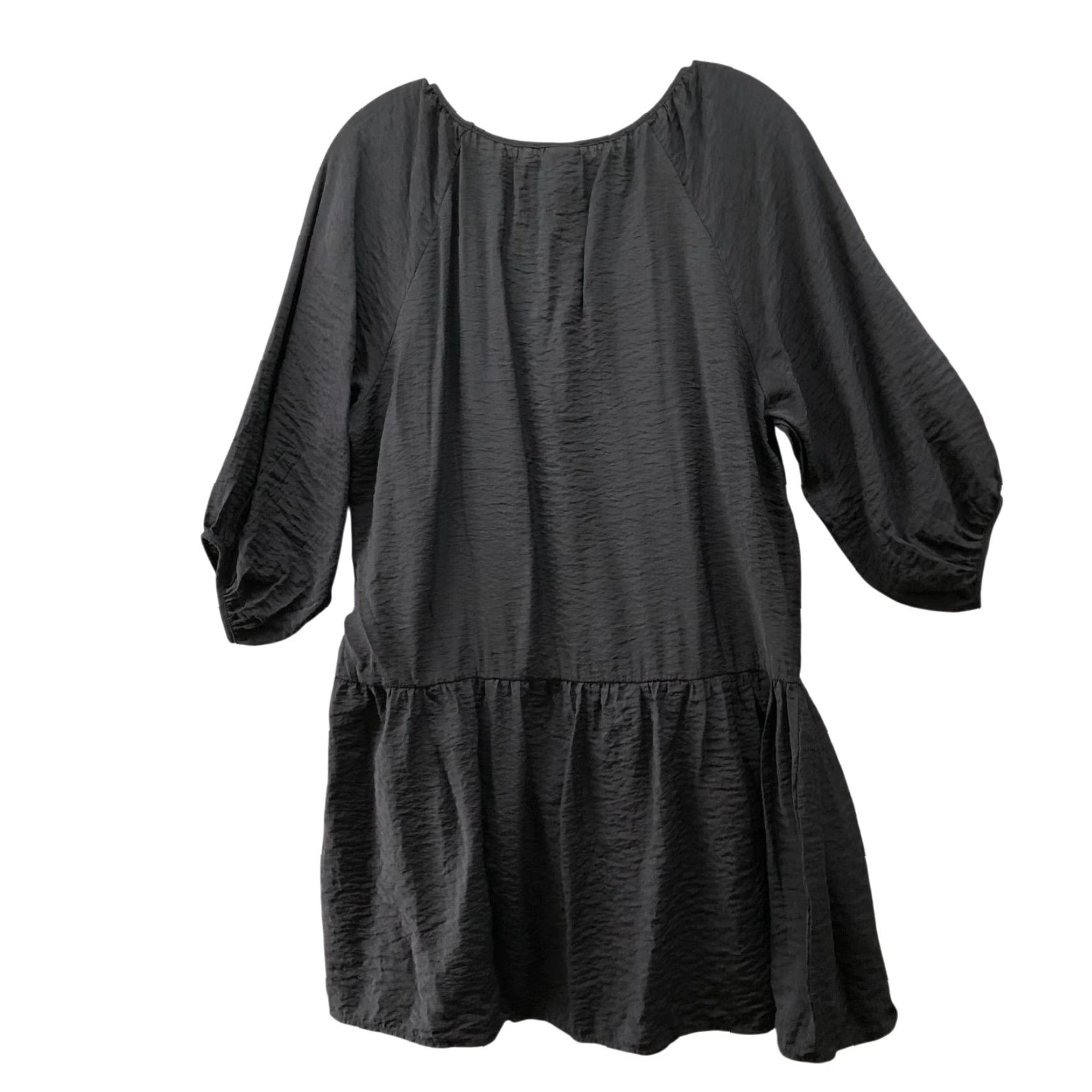 H&M H&M Balloon Sleeve Mini Dress Womens S Black Oversized A-Line Peplum Crepe Dress Size S / US 4 / IT 40 - 2 Thumbnail