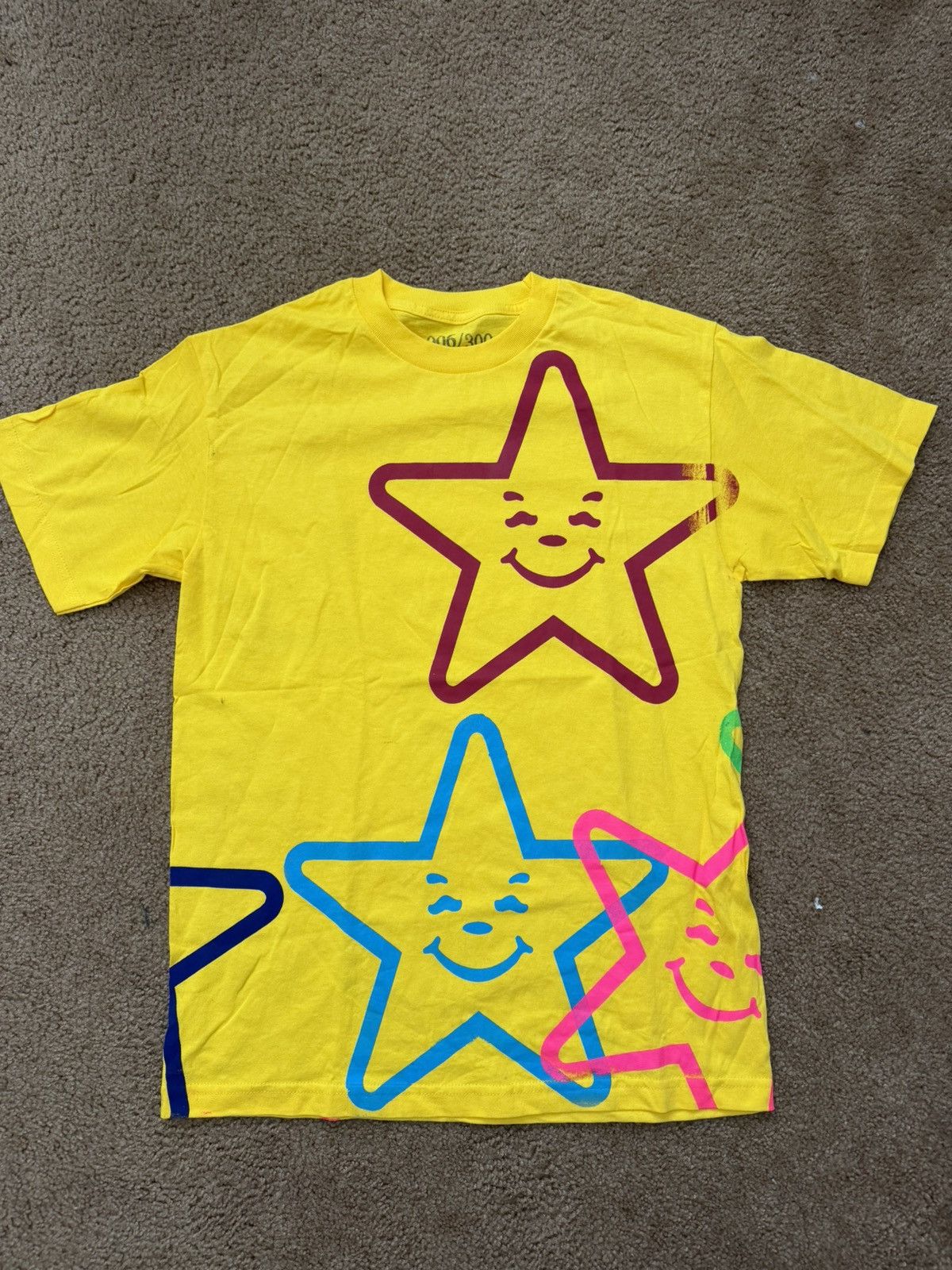 Asspizza Hand Screen-Printed Star Shirt Yellow