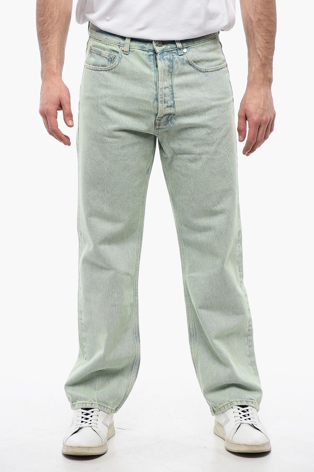 Palm Angels og1mm0825 Straight Fit Overdye Logo Denim in Light Blue Size US 34 / EU 50 - 1 Thumbnail