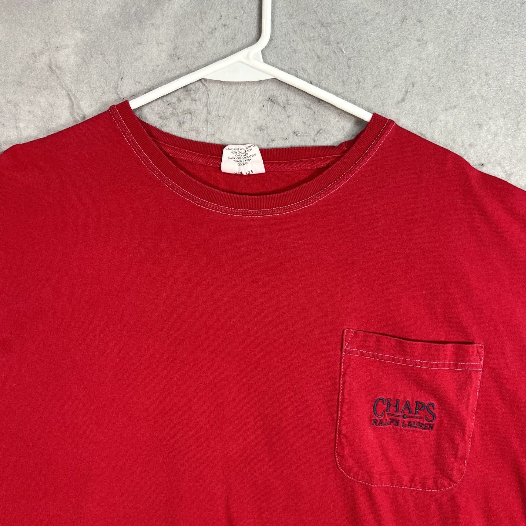 Ralph Lauren VINTAGE Chaps Ralph Lauren Pocket Tee Shirt Adult 2XL Red Mens 1990s Sportswear/Beach Size US XXL / EU 58 / 5 - 4 Thumbnail