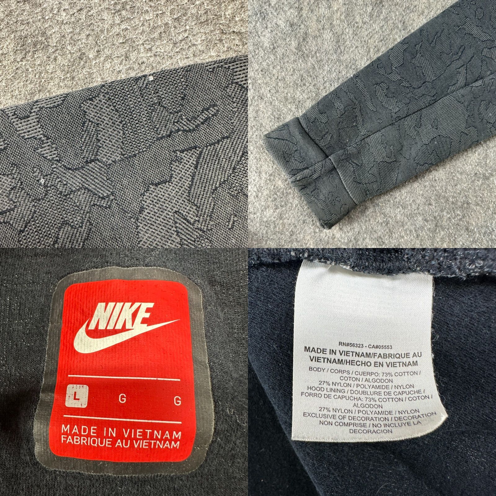Nike Nike Hoodie Full Zip Mens L Grey Camo Fleece Windrunner Tech Fleece Sweatshirt Sweatshirt Size US L / EU 52-54 / 3 - 10 Thumbnail