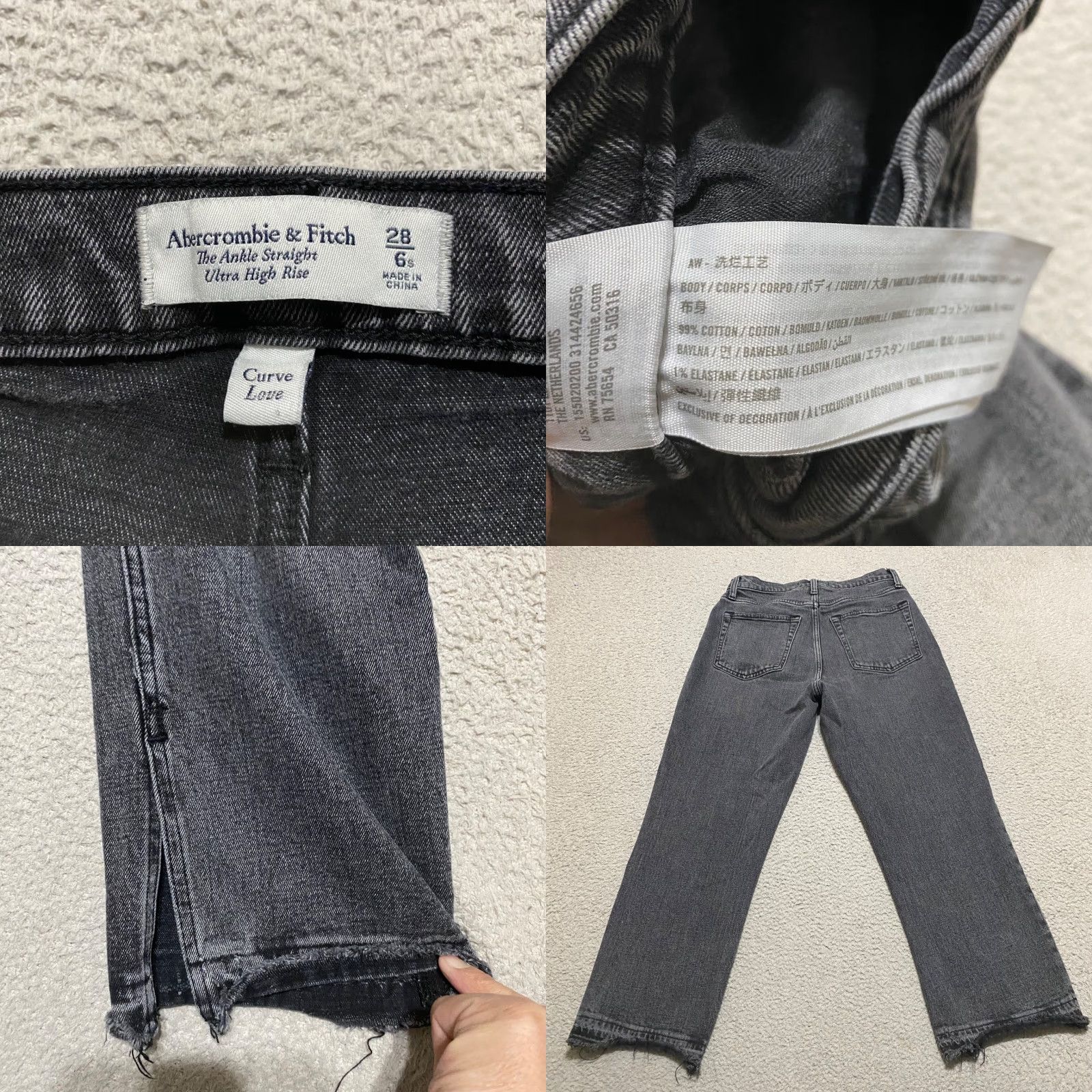 Abercrombie & Fitch Abercrombie & Fitch Jeans Womens 6P Gray Denim High Rise Straight Ankle Raw Hem Size 28" / US 6 / IT 42 - 8 Thumbnail