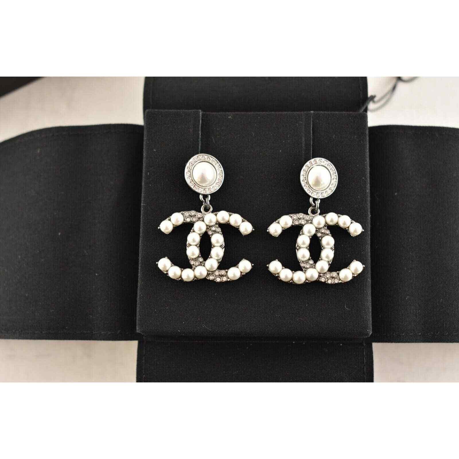 Chanel Chanel Ruthenium Pearl Large Dangle Drop Statement Earrings Size ONE SIZE - 7 Thumbnail