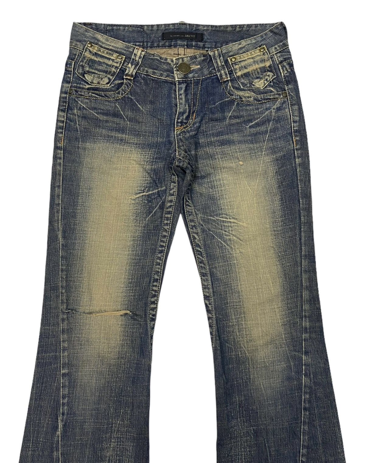 Le Grande Bleu (L.G.B.) × Tornado Mart FLARE🔥LOLITA RUSTY DISTRESSED FLARE DENIM JEANS Size US 33 - 5 Thumbnail