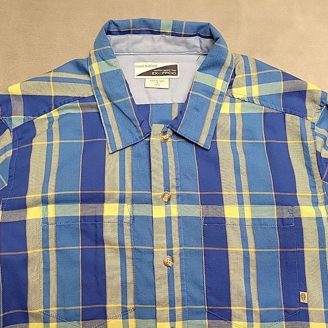 ExOfficio VINTAGE EXOFFICIO Shirt Mens S Blue Plaid Insect Shield Outdoors Hiking Fishing Shirt Size US S / EU 44-46 / 1 - 2 Thumbnail