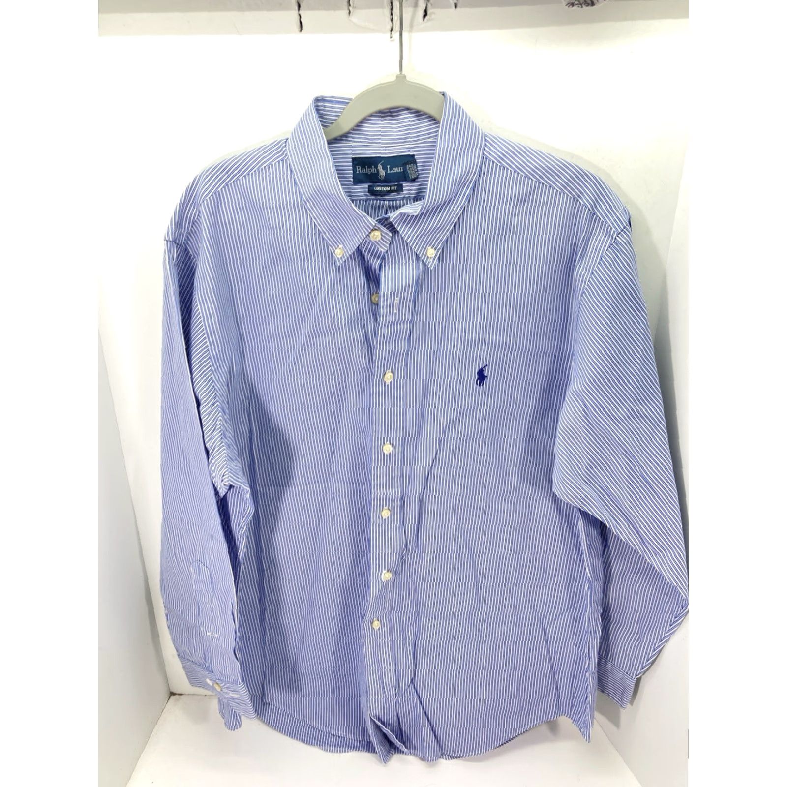 Ralph Lauren Ralph Lauren Shirt Men XL Blue Stripe Button-Up Long Sleeve Custom Fit 17/33 Shirt Measures 25 Inches Across Chest Size US XL / EU 56 / 4 - 2 Thumbnail