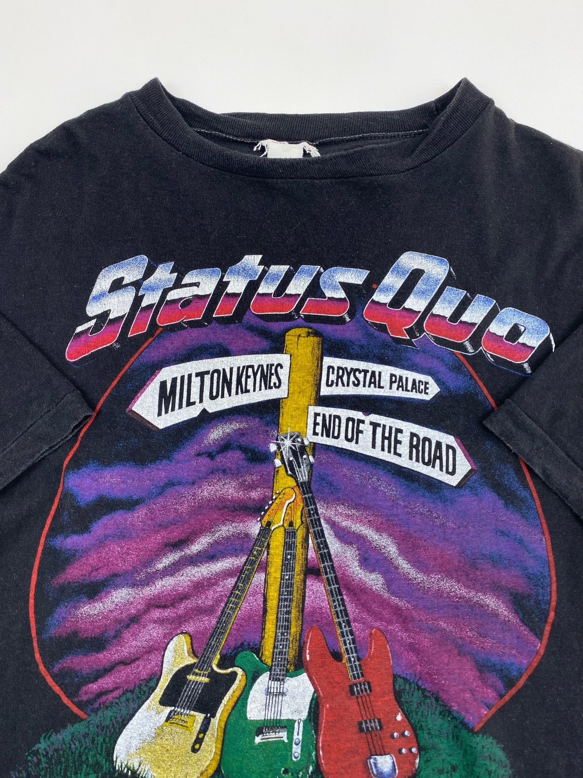 Band Tees 1980’s Vintage Status Quo End Of The Road Tour Cropped Tee Size US S / EU 44-46 / 1 - 2 Thumbnail