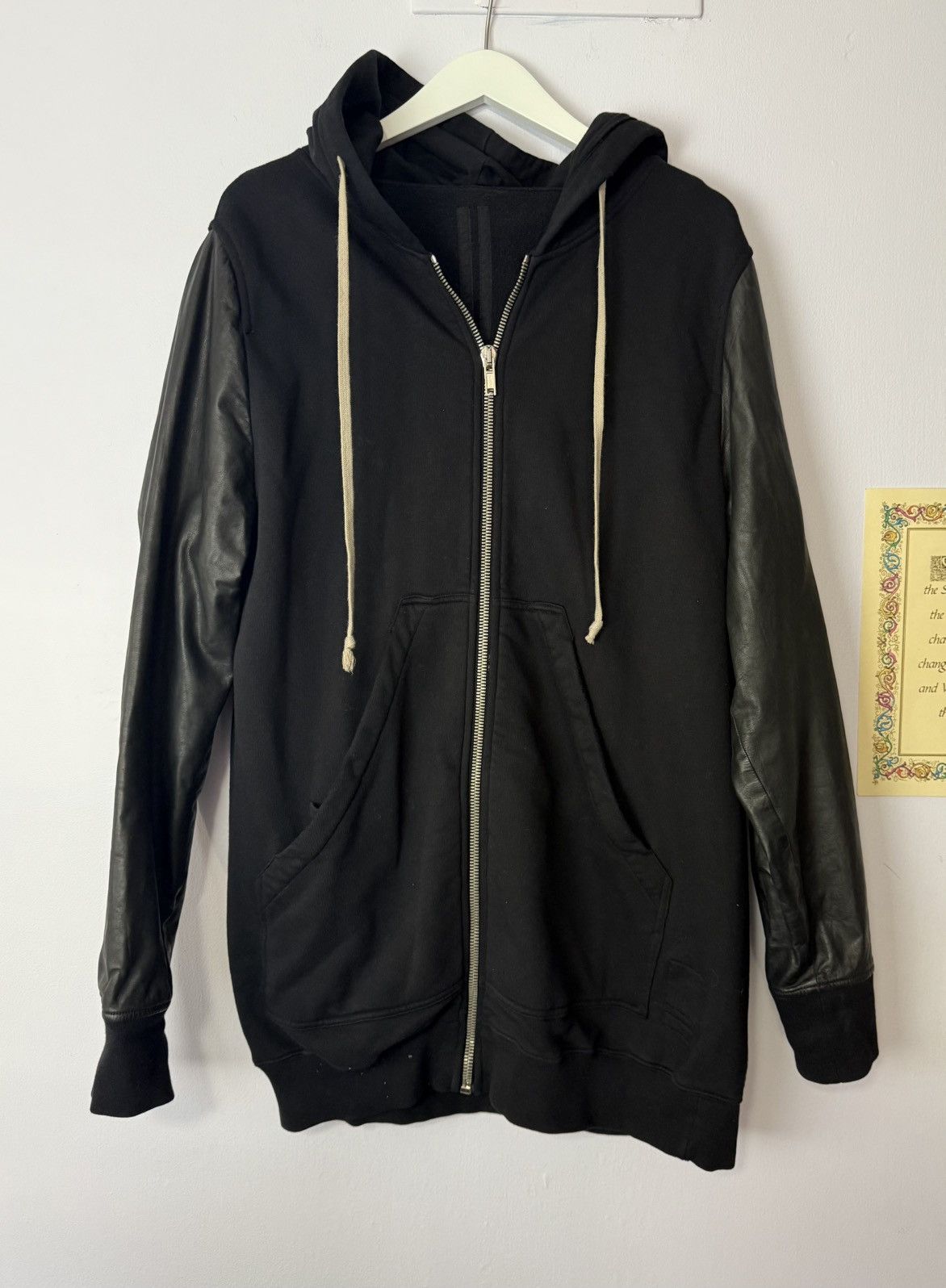 Rick Owens Rick Owens leather sleeve hoodie zipper Size US L / EU 52-54 / 3 - 1 Thumbnail