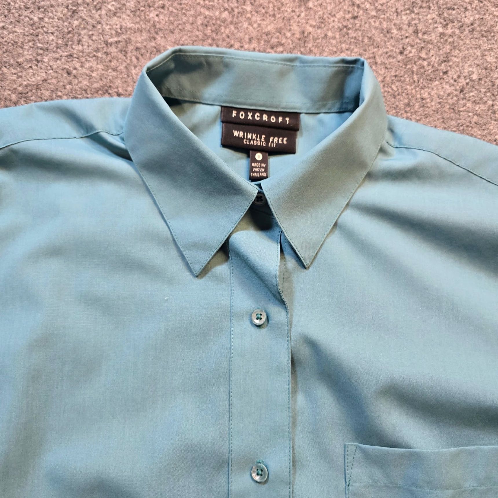Vintage Foxcroft Top Womens 8 Green Wrinkle Free Button 3/4 Sleeve Casual Career Shirt Blouse Button Front No Iron 100% Cotton Classic Size M / US 6-8 / IT 42-44 - 2 Thumbnail
