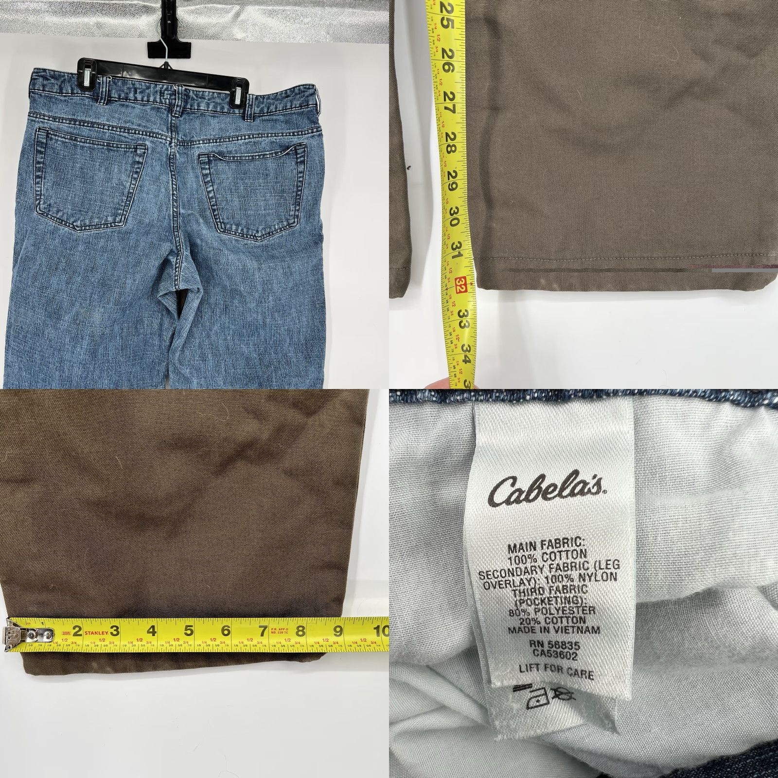 Vintage Cabela's Mens Roughneck Pants Jeans 38x34 5-Pocket Relaxed Denim Blue 100% Cotton Button Closure Belt Loops Double Knee Nature Cowboy 38 Mens Size US 38 / EU 54 - 8 Thumbnail