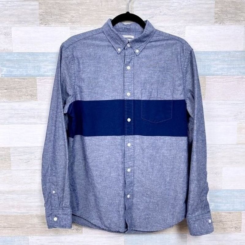 Old Navy Old Navy Slim Fit Cotton Chambray Shirt Blue Mens Medium Size US M / EU 48-50 / 2 - 2 Thumbnail