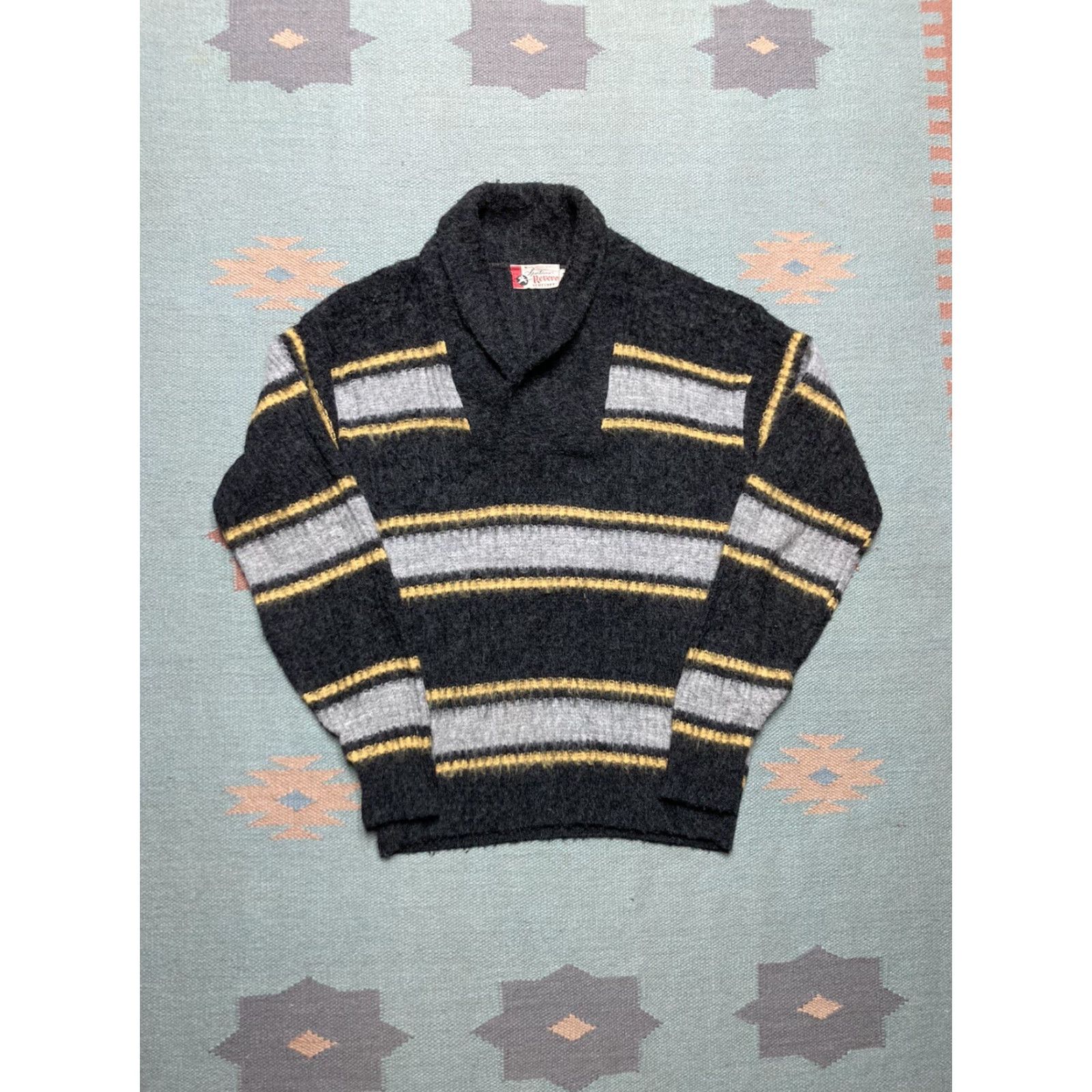 Vintage VINTAGE Revere 1960s acrylic sweater shawl collar shag hairy mohair style stripe Medium Shirt Mens Size US M / EU 48-50 / 2 - 2 Thumbnail