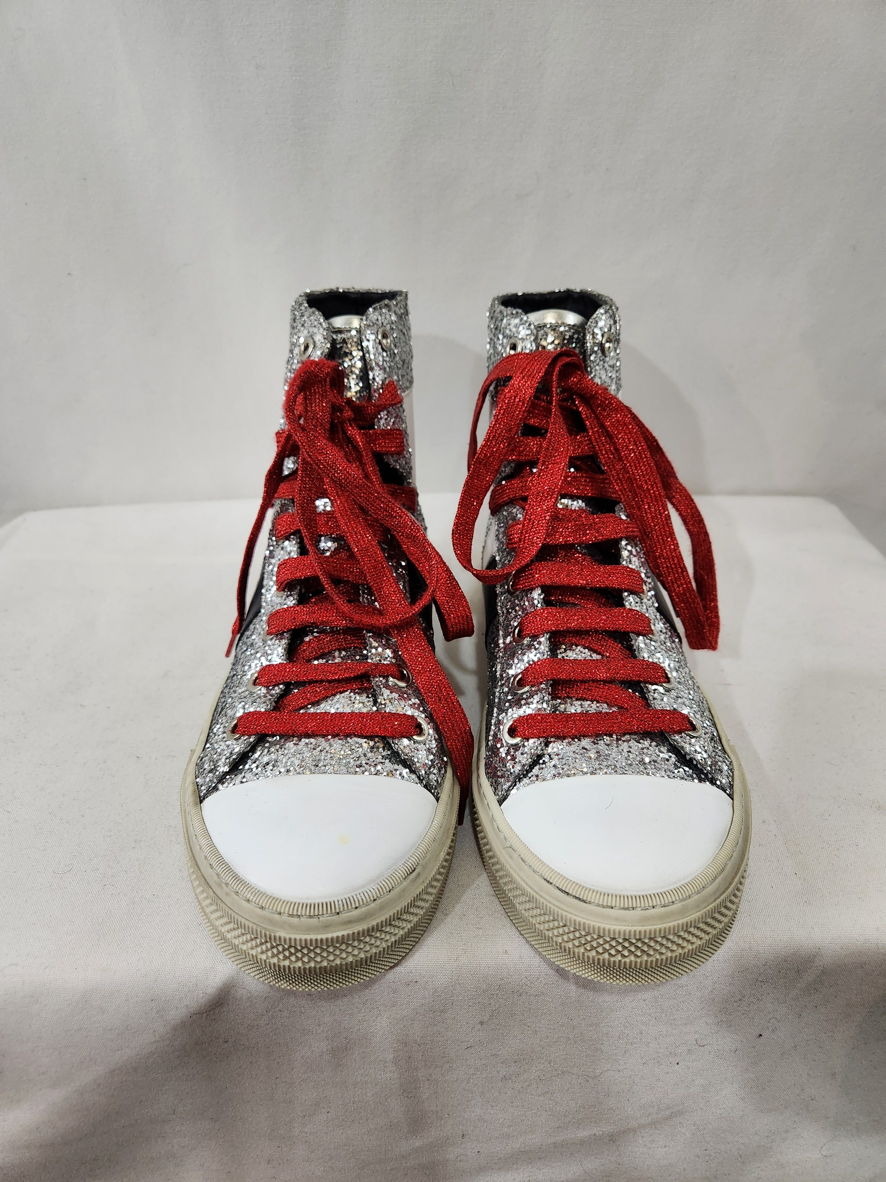 Amiri Sunset High Top Silver Glitter Sneakers Size US 8 / EU 41 - 1 Thumbnail