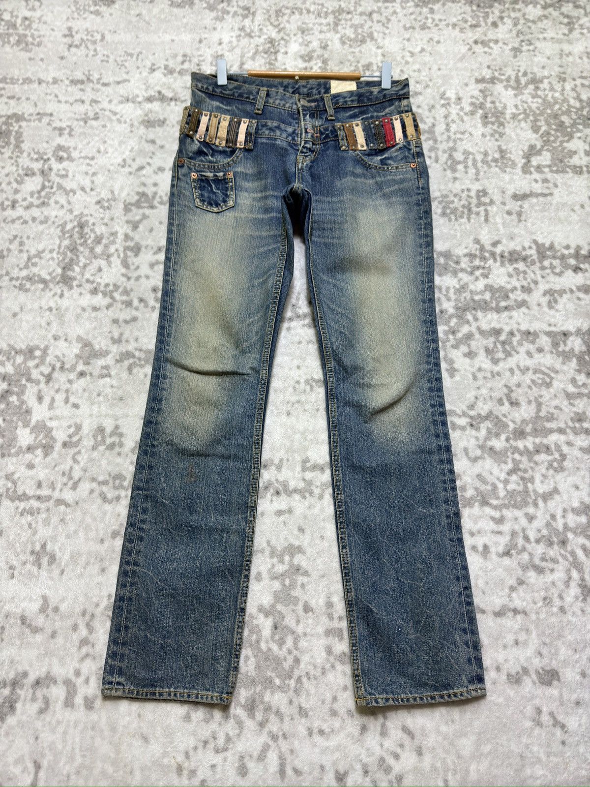 Y2K Antgauge Double Waist Distressed Unisex Denim Jeans