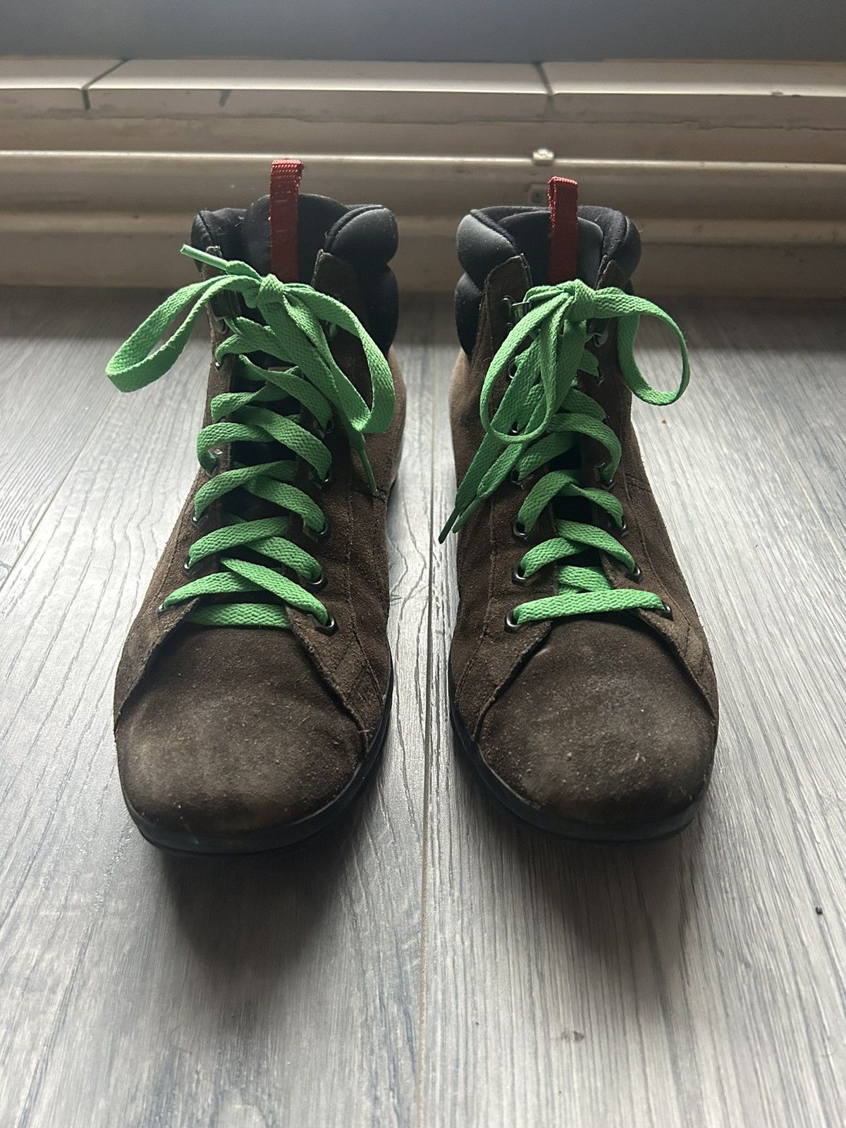 Prada Prada Brown Suede Hiking Boots with Green Laces Size US 8 / EU 41 - 4 Thumbnail