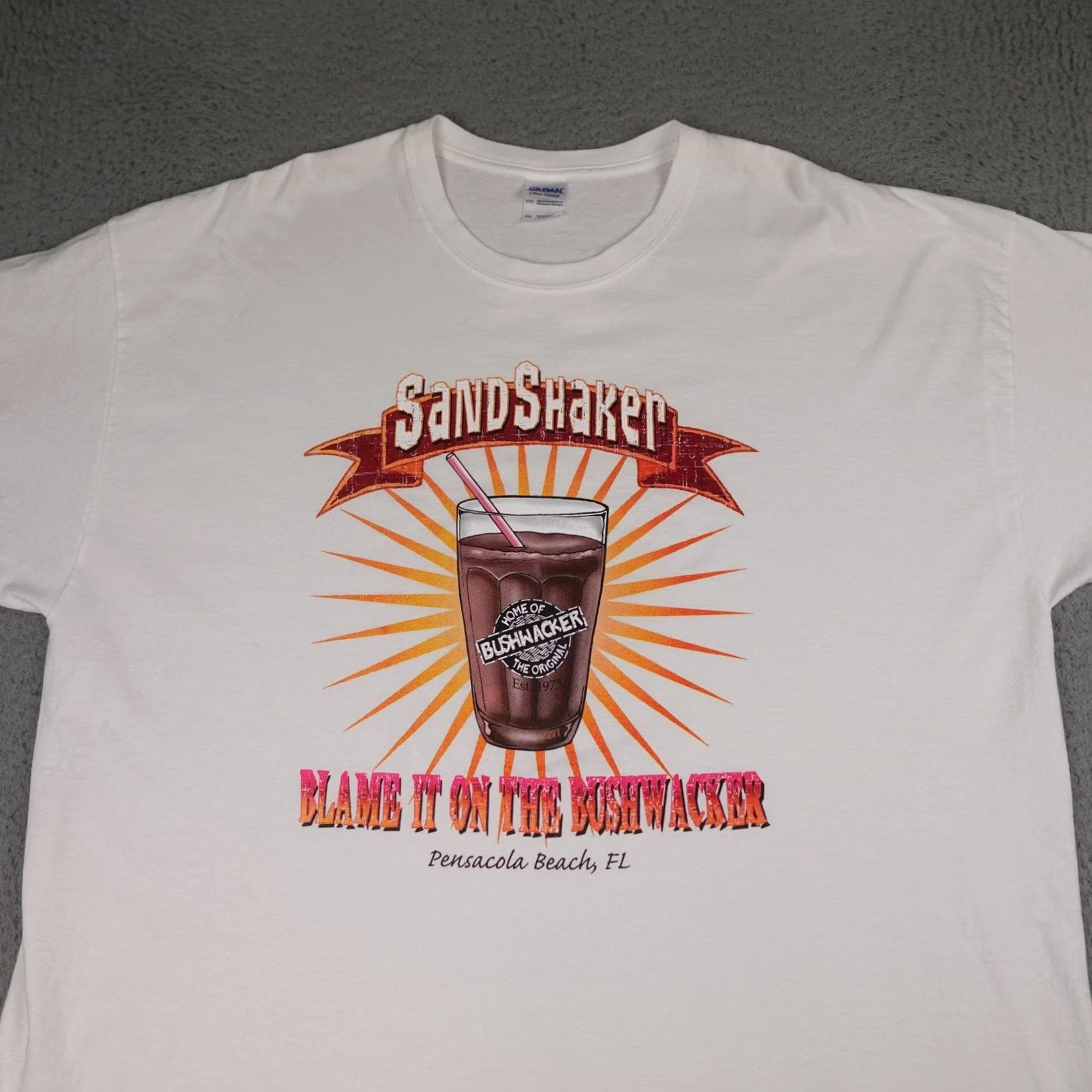 Gildan VINTAGE Gildan Shirt Mens 3XL White Sandshaker Bushwacker Bar Tee Beach Alcohol Kahlua Logo Refined Size US XXL / EU 58 / 5 - 3 Thumbnail