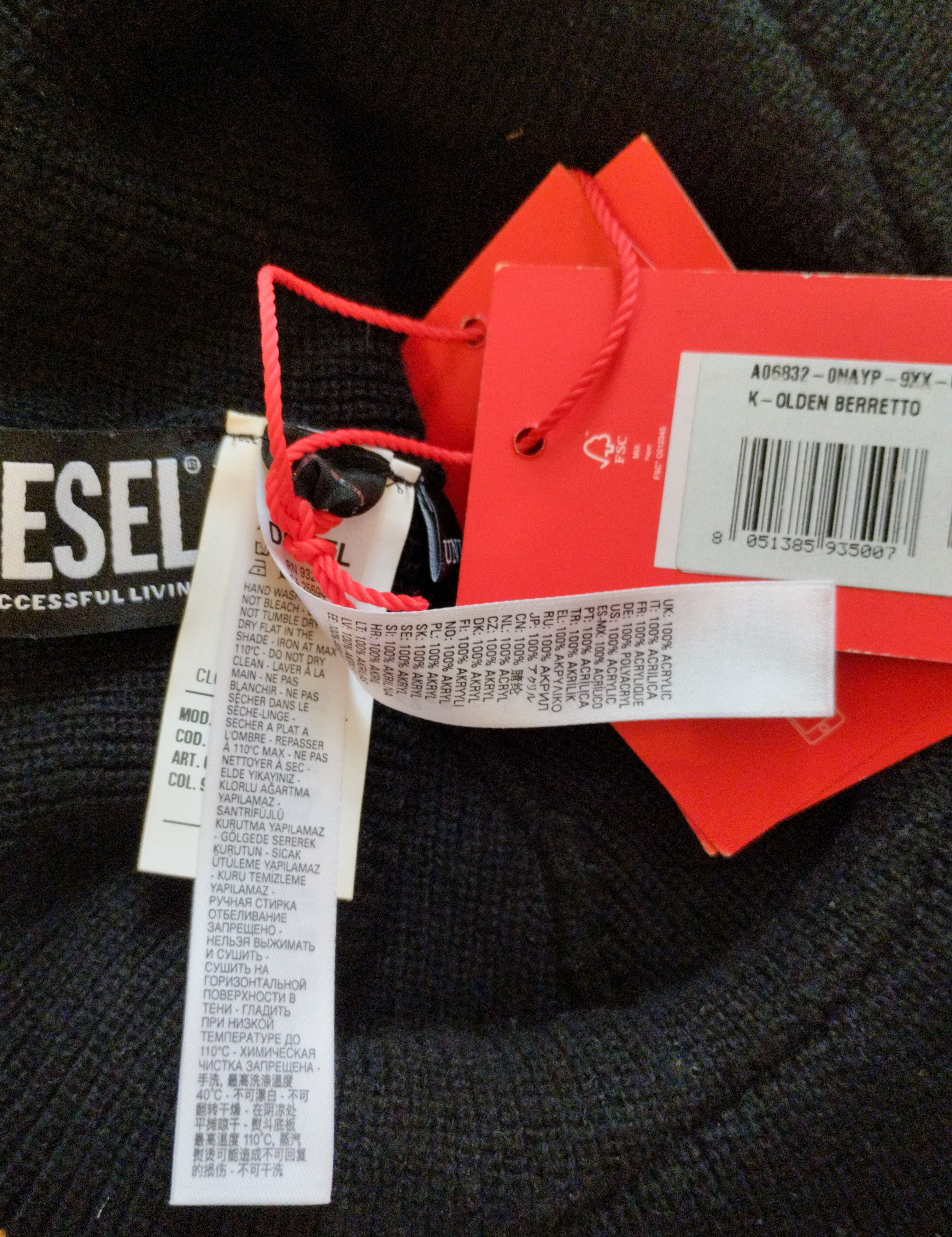 Diesel Diesel K Olden Beretto knitted hat Size ONE SIZE - 7 Thumbnail