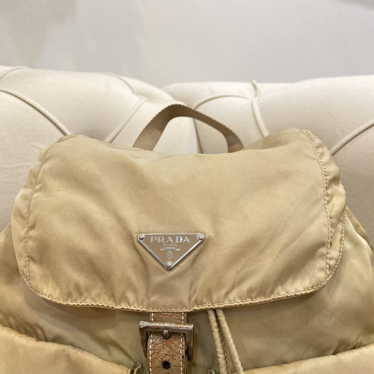 Prada × Vintage Vintage Prada Cammello Brown Nylon Vela Backpack Size ONE SIZE - 3 Thumbnail
