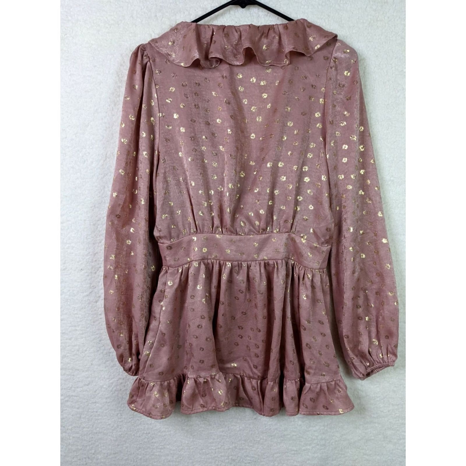 Pinko Aeom Womens Long sleeve Pink Tie waist ruffle V-Neck Top Size S Size S / US 4 / IT 40 - 2 Thumbnail