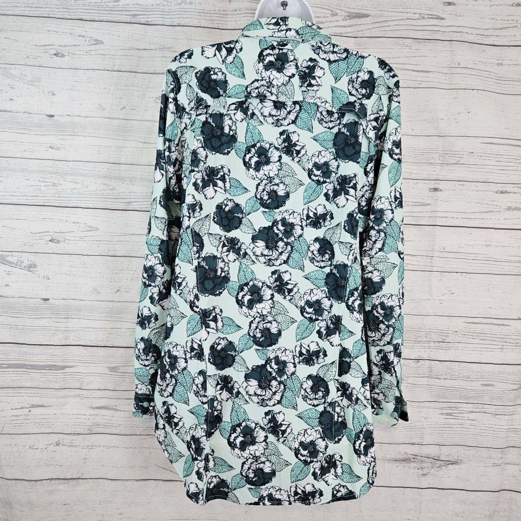 Vintage Duluth Womens Button-Up Tunic Medium Green Floral Long Sleeve Vented Shirt Womens Size M / US 6-8 / IT 42-44 - 3 Thumbnail