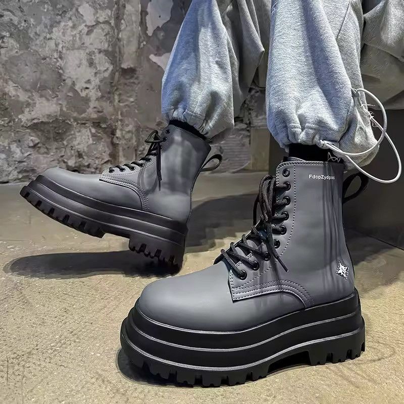 Japanese Brand Thick Soled High Top Men Pu Leather Boots Size US 6 / EU 39 - 3 Thumbnail