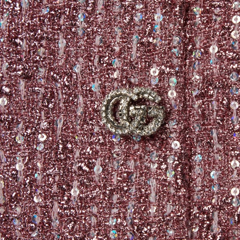 Gucci o1la5ras0526 Sequined Lame Tweed Jumpsuit in Pink Size 26" / US 2 / IT 38 - 7 Thumbnail