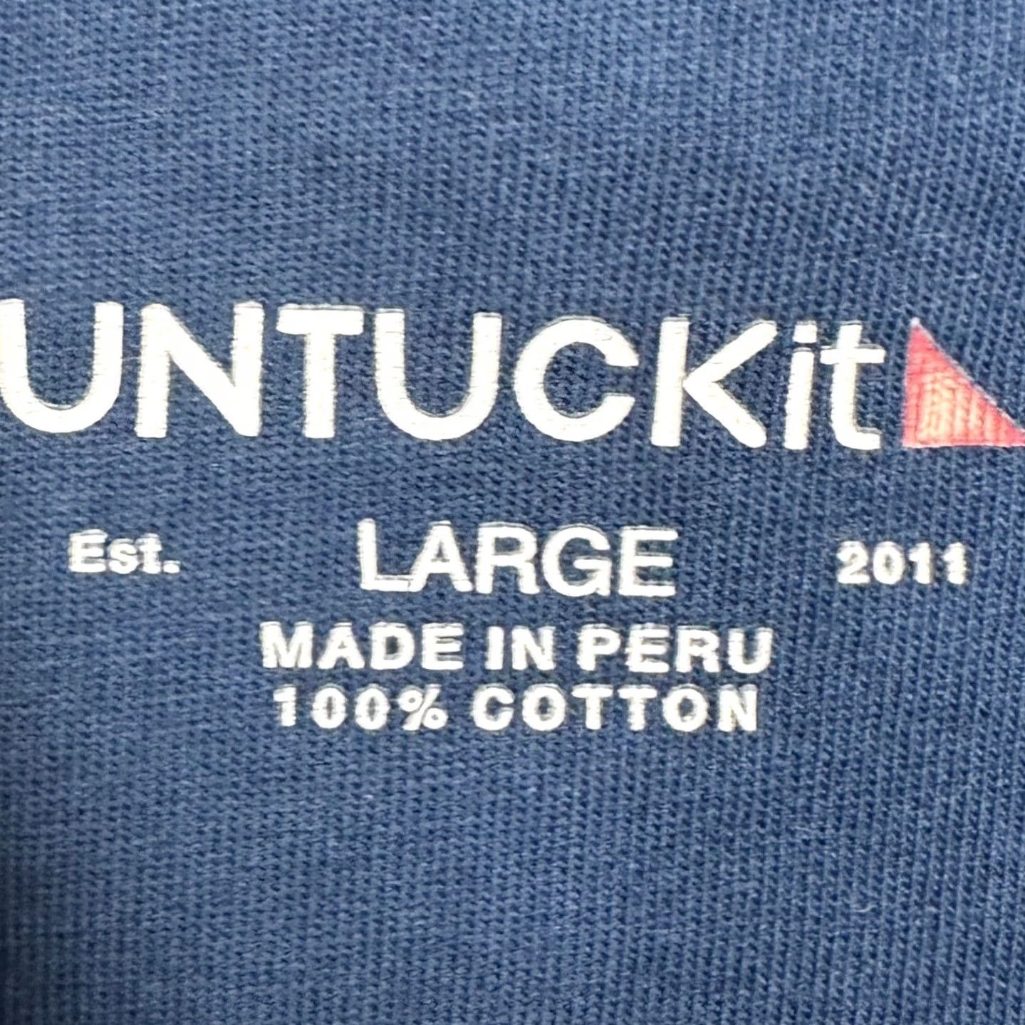 UNTUCKit UNTUCKit Polo Shirt Mens L Navy White Striped Polo Shirt Casual Prep Short Sleeve Spread Collar 100% Cotton EUC Size US L / EU 52-54 / 3 - 4 Thumbnail
