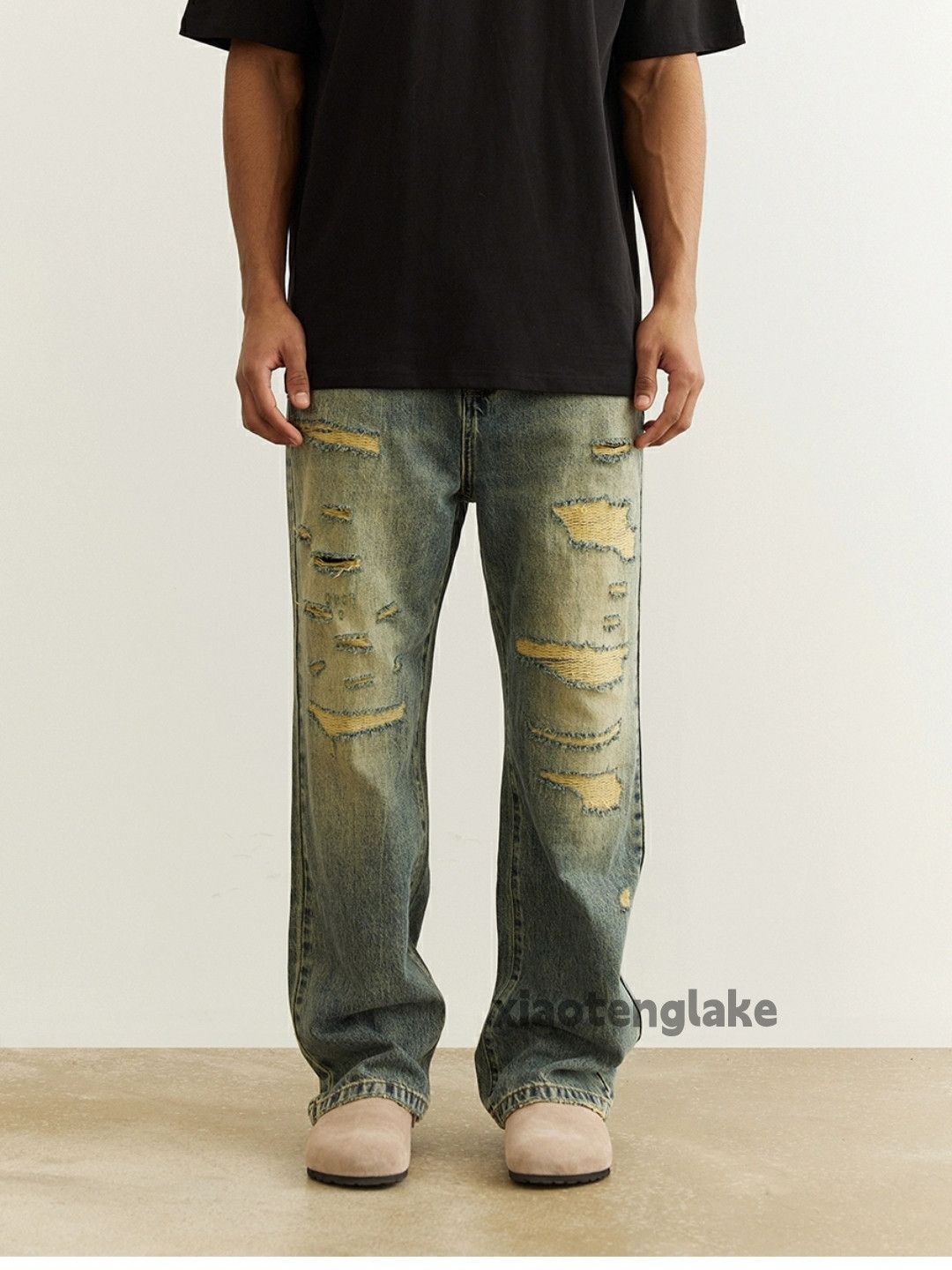 Jean × Vintage washed faded rusty damaged ripped baggy yuppie jeans Size US 32 / EU 48 - 2 Thumbnail