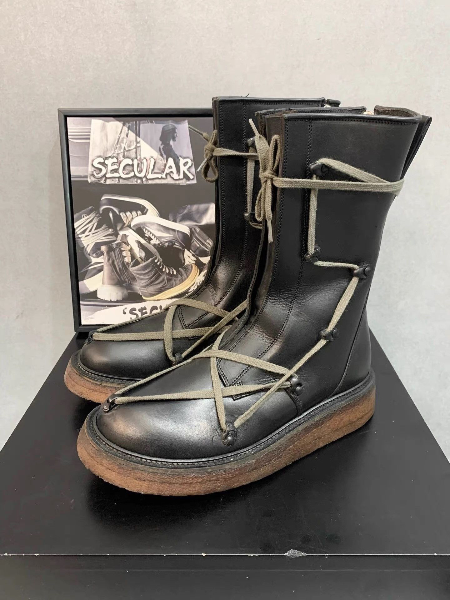 Rick Owens Rick Owens 17FW First-Show Pentagram Combat Boots K34 Size US 6 / EU 39 - 1 Thumbnail