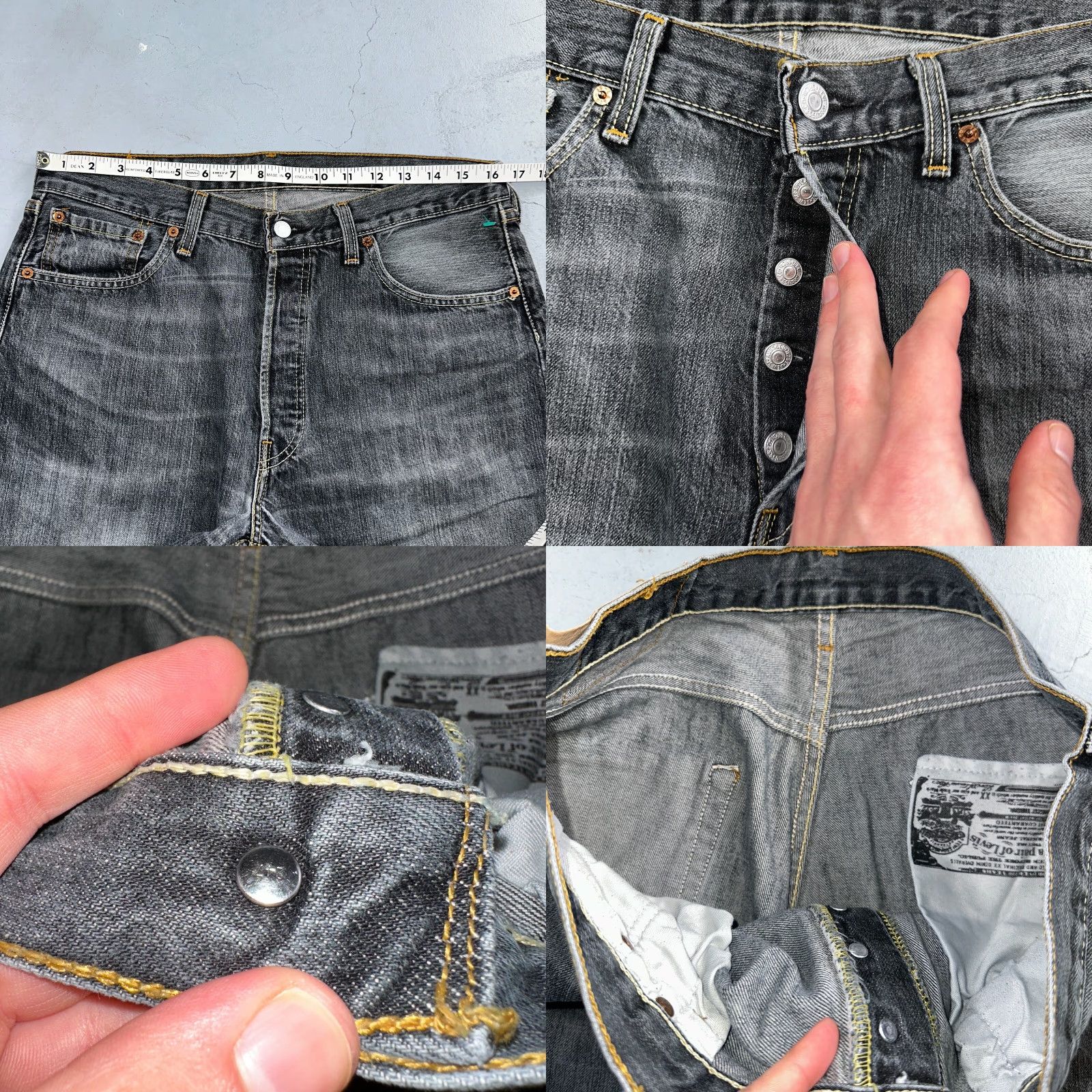 Levi's VINTAGE Levi's 501 Jeans Straight Men 34x34 Black Light Wash 1990s Y2K 90s Classic Fit Denim Jeans Mens Size US 34 / EU 50 - 8 Thumbnail