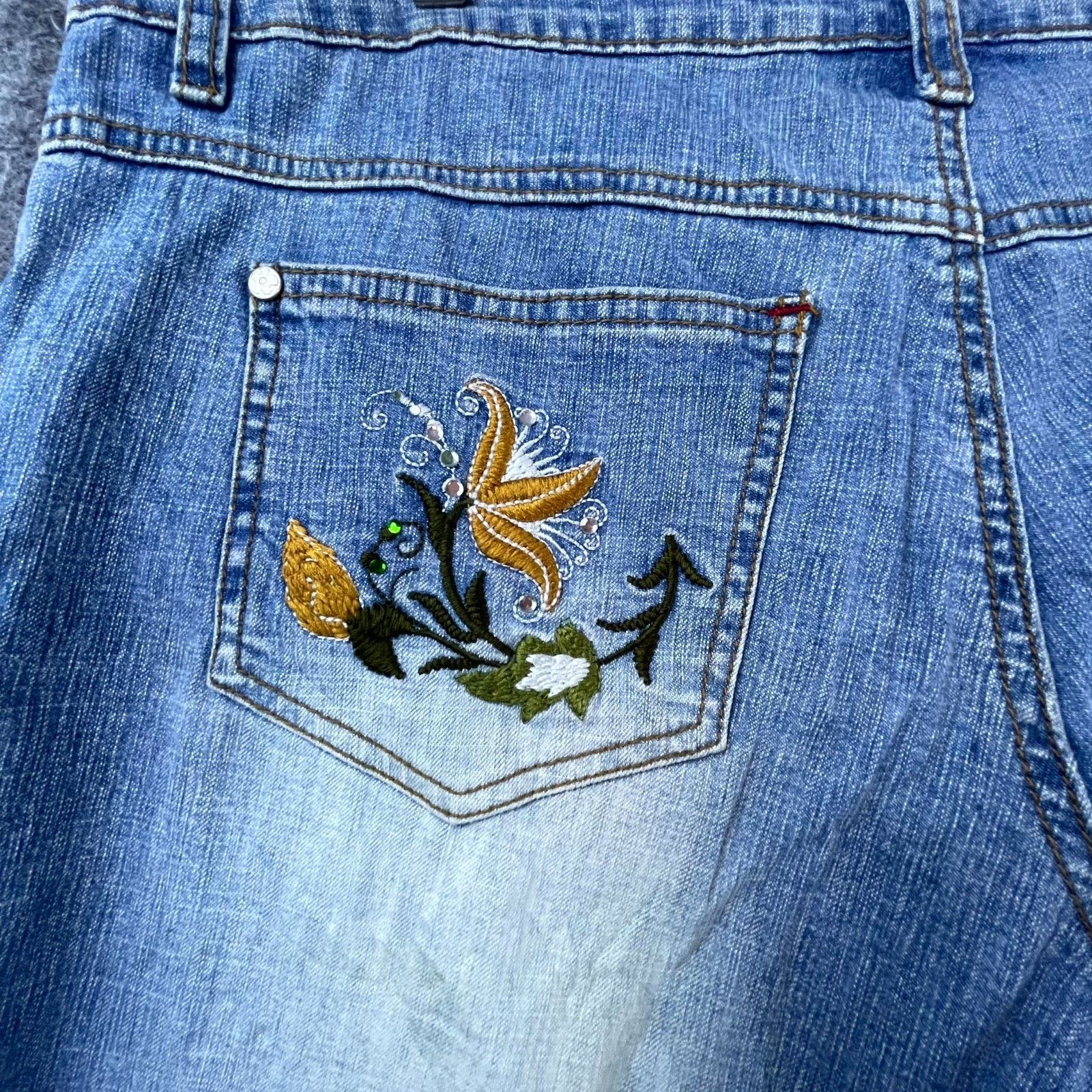 Judy Blue Judy Blue Jeans Women 13 Embroidery Wide Hippie Boho Y2K Size 36" / US 14 / IT 50 - 10 Thumbnail