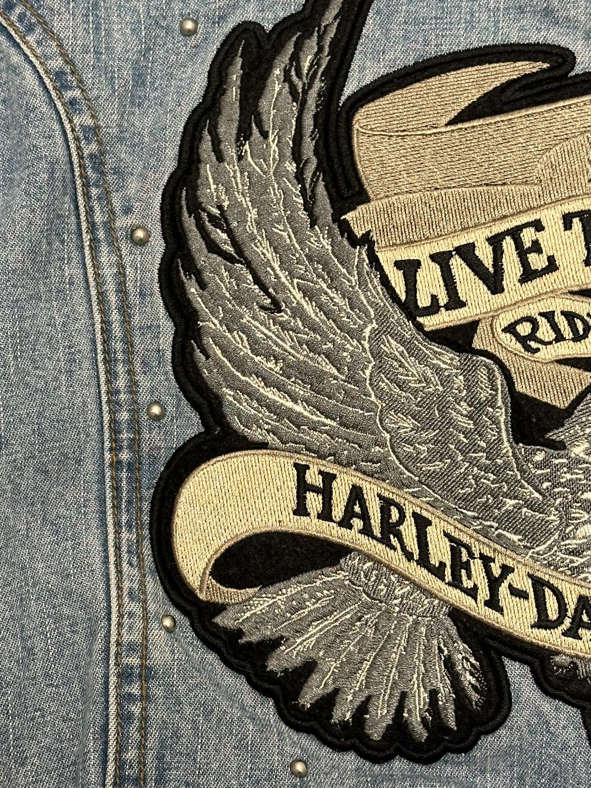 Harley Davidson Harley Davidson Live To Ride Ride To Live Eagle Denim Jacket Size S / US 4 / IT 40 - 5 Thumbnail