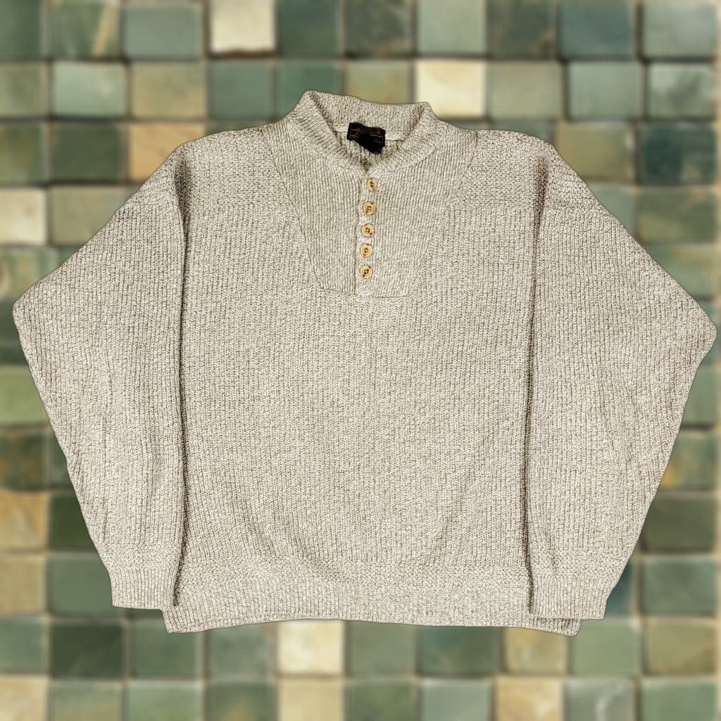Eddie Bauer VINTAGE Eddie Bauer Sweater Henley Cotton 5 Button Mens XL Tall Beige 80s 90s Shirt Size US XL / EU 56 / 4 - 1 Thumbnail