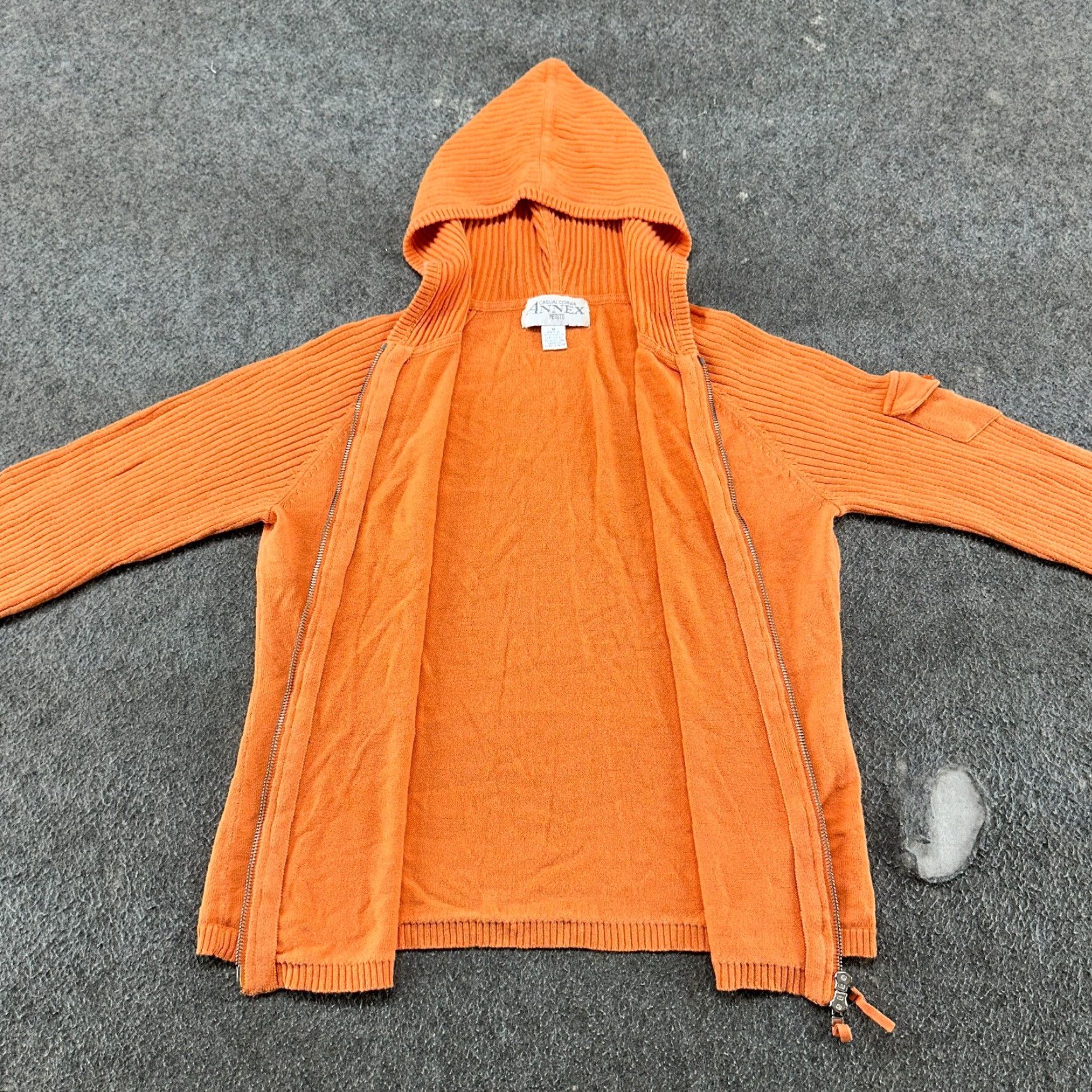 Vintage VINTAGE Casual Corner Annex Sweater Womens PM Orange Full Zip Hooded Knit 90s Size M / US 6-8 / IT 42-44 - 2 Thumbnail