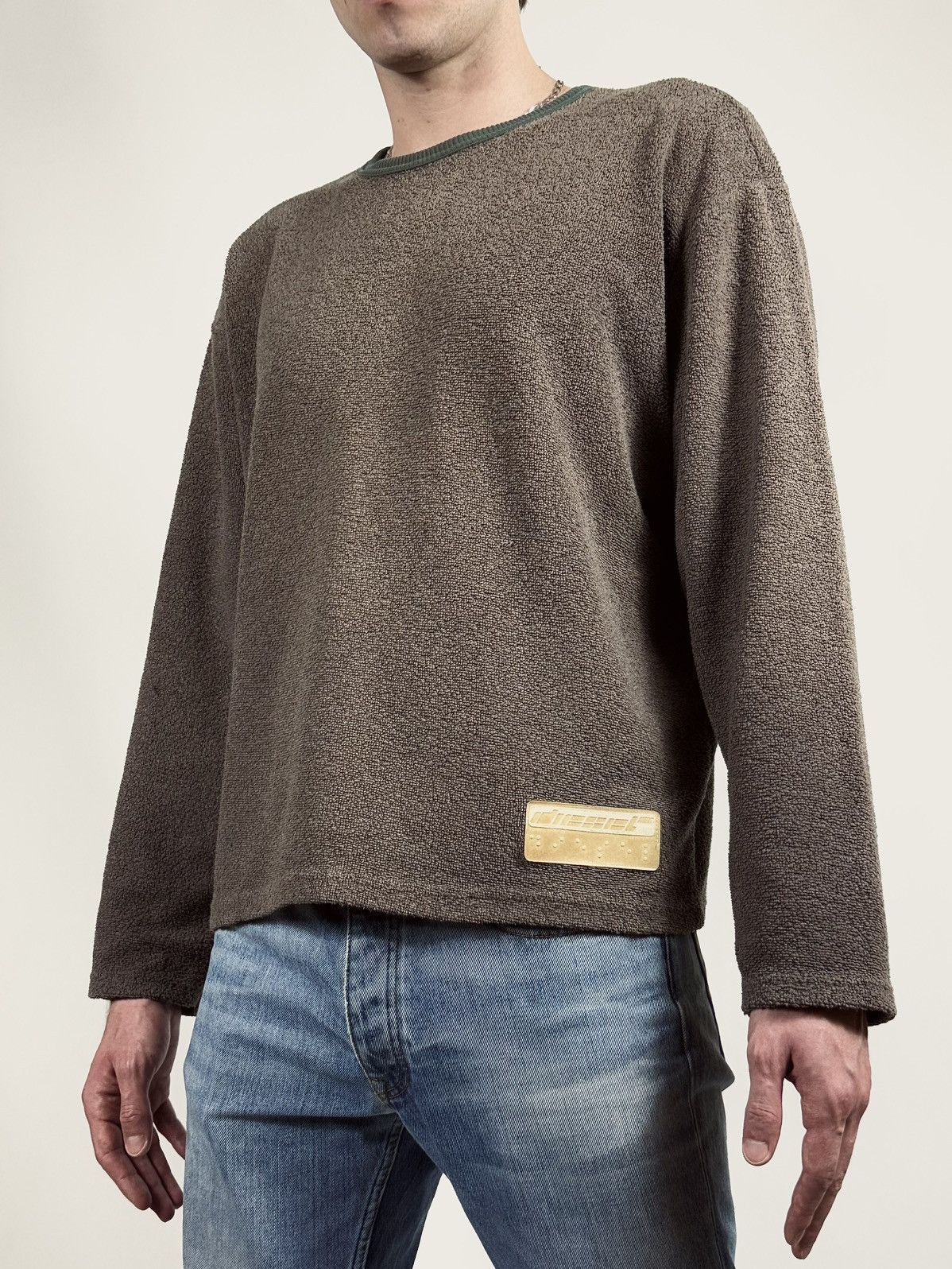 Diesel × Vintage 90s Vintage Diesel Rubber Logo Towel Knit Jumper Size US L / EU 52-54 / 3 - 7 Thumbnail