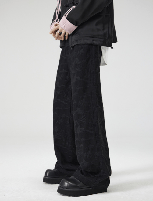 Japanese Brand Fashion street washed jacquard black jeans y2k Size US 32 / EU 48 - 2 Thumbnail