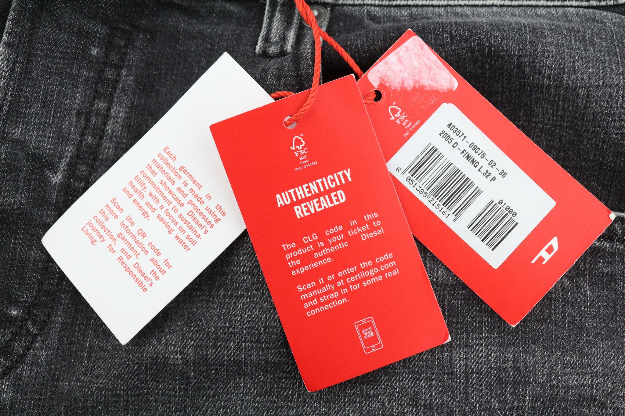Diesel 2005 D-FINING 09C75 W36/L32 Tapered 40413 Size US 36 / EU 52 - 10 Thumbnail